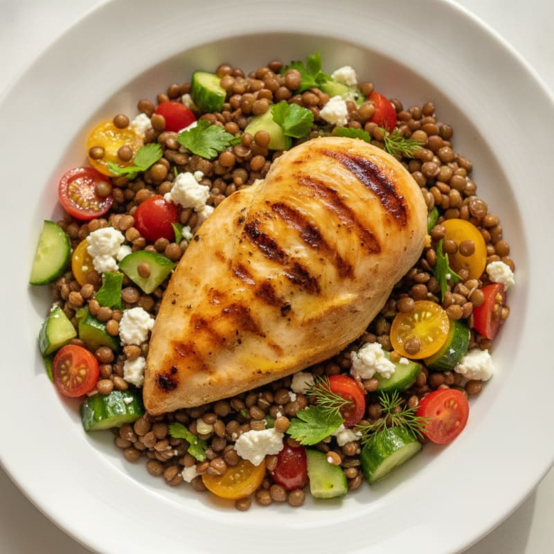 Grilled Chicken Breast with Lentil Salad