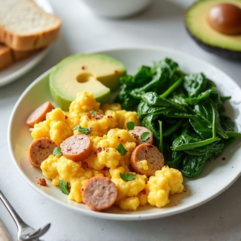 Egg White and Turkey Sausage Scramble with Spinach