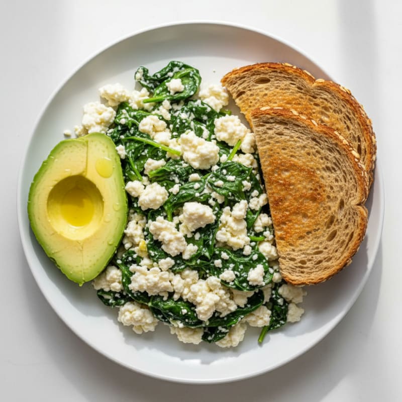 Egg White Scramble with Cottage Cheese and Spinach