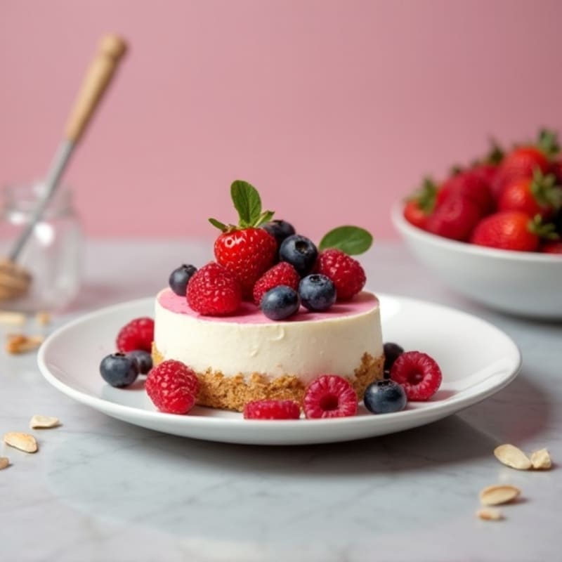 Greek Yogurt Protein Cheesecake with Mixed Berries