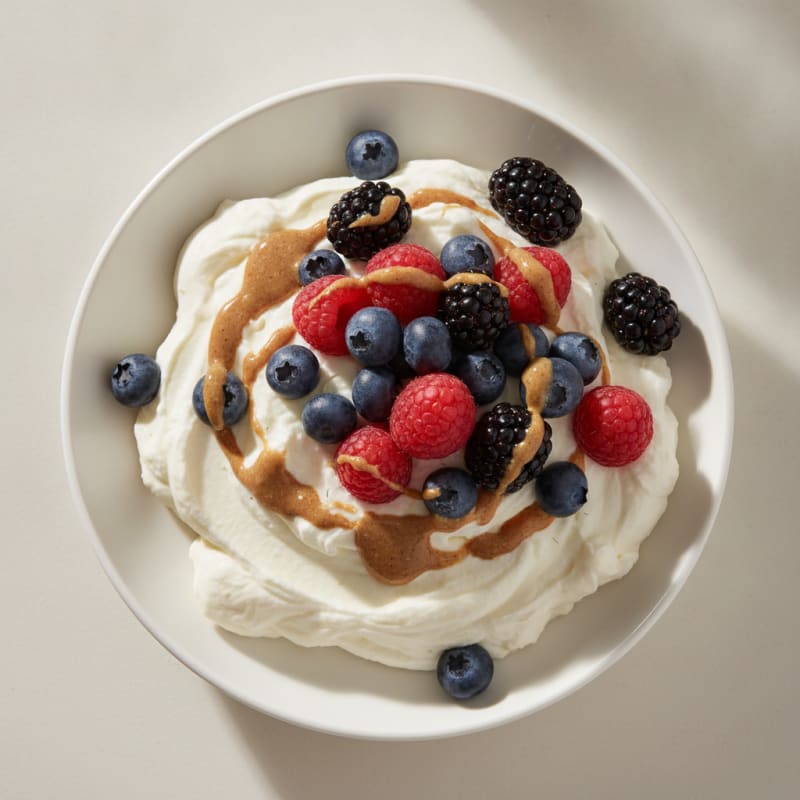 Greek Yogurt Protein Mousse with Mixed Berries