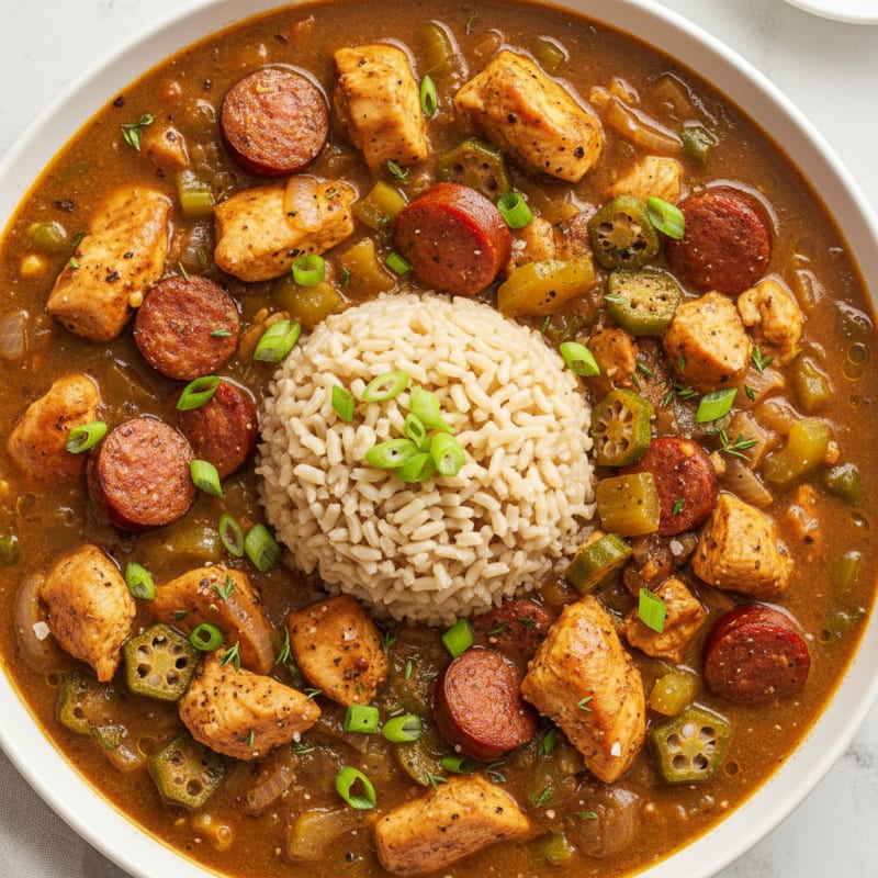 Smoky Creole Chicken and Sausage Gumbo