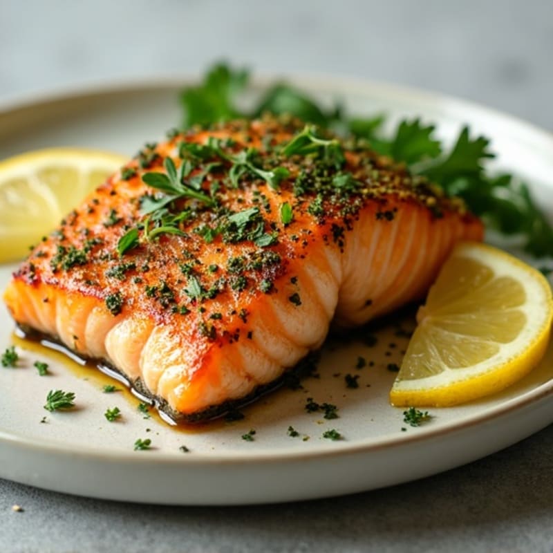 Herb-Crusted Pan Seared Salmon with Lemon