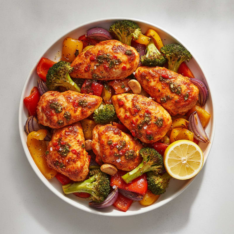 Spicy Harissa Chicken with Roasted Vegetables