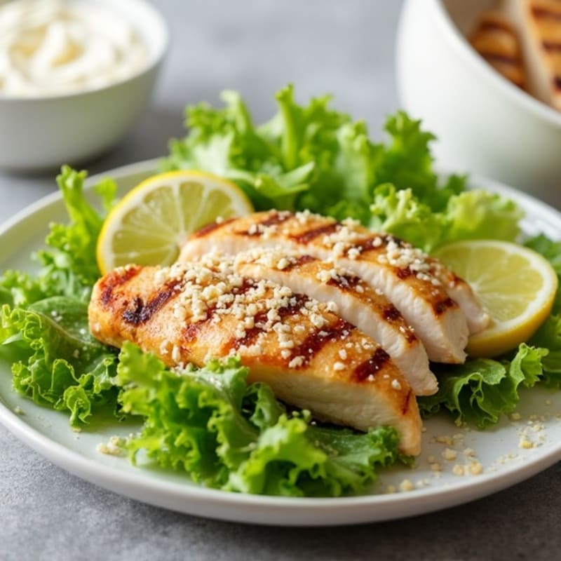 Grilled Chicken and Crispy Romaine with Creamy Garlic-Parmesan Dressing