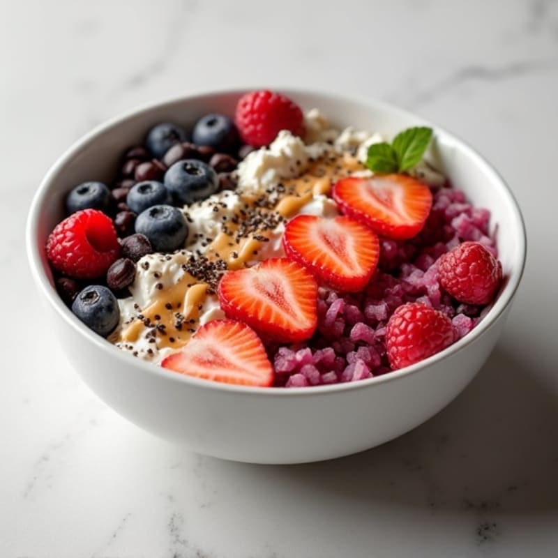 Cottage Cheese and Berry Protein Bowl with Almond Butter