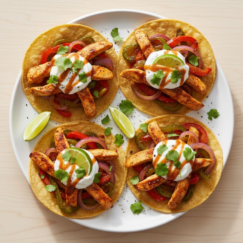 Fajita Chicken Tostadas with Bell Peppers