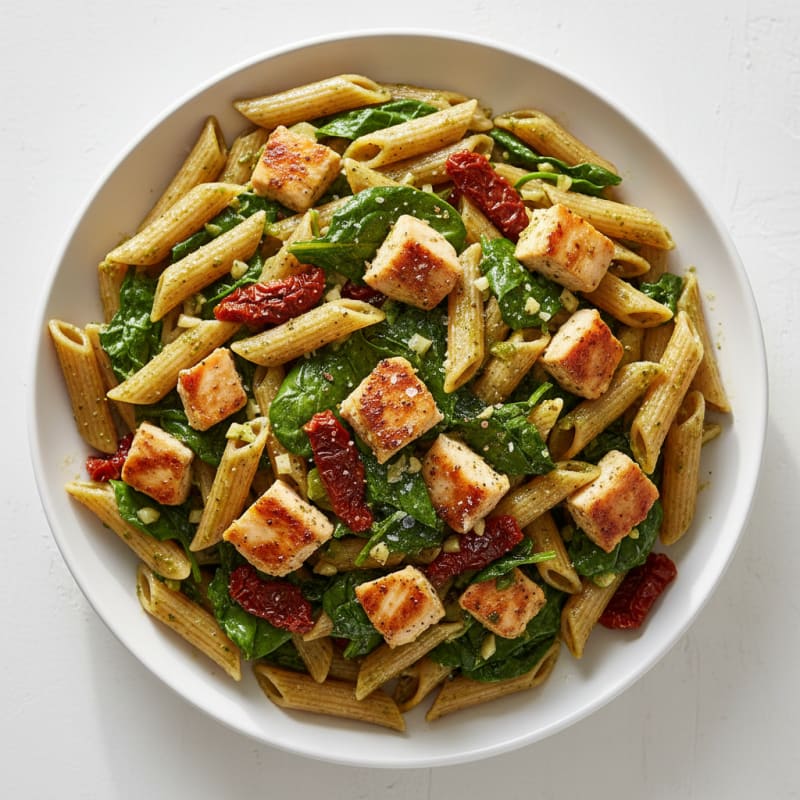 Pesto Chicken Pasta with Sun-Dried Tomatoes