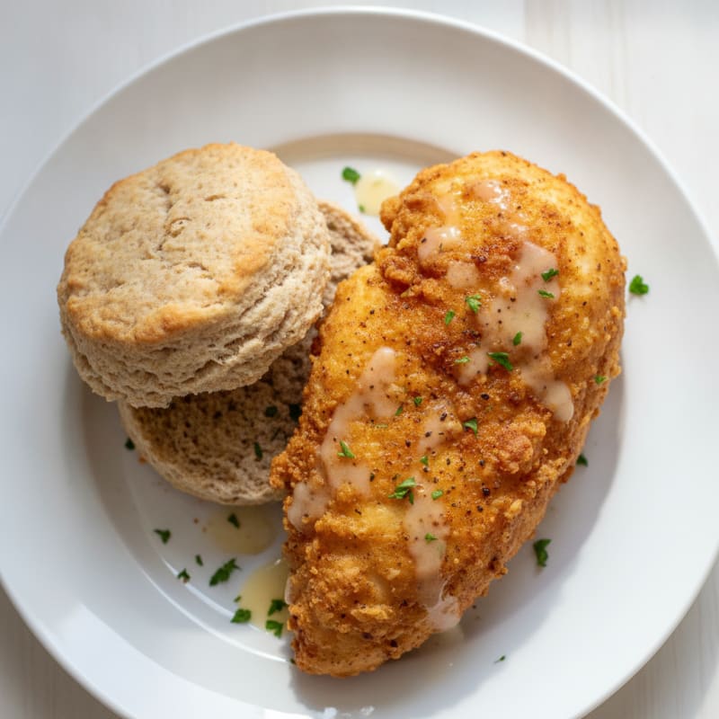 Buttermilk Fried Chicken with Flaky Biscuits