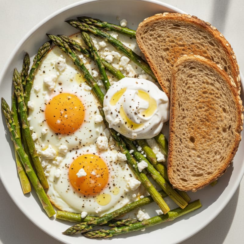 Baked Eggs with Roasted Asparagus