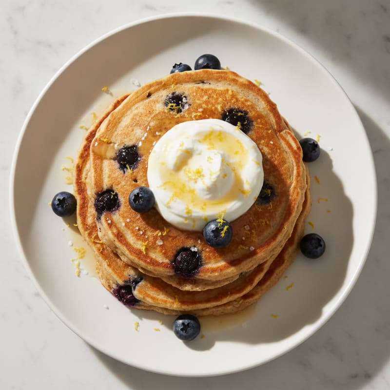Blueberry Ricotta Pancakes with Lemon Zest
