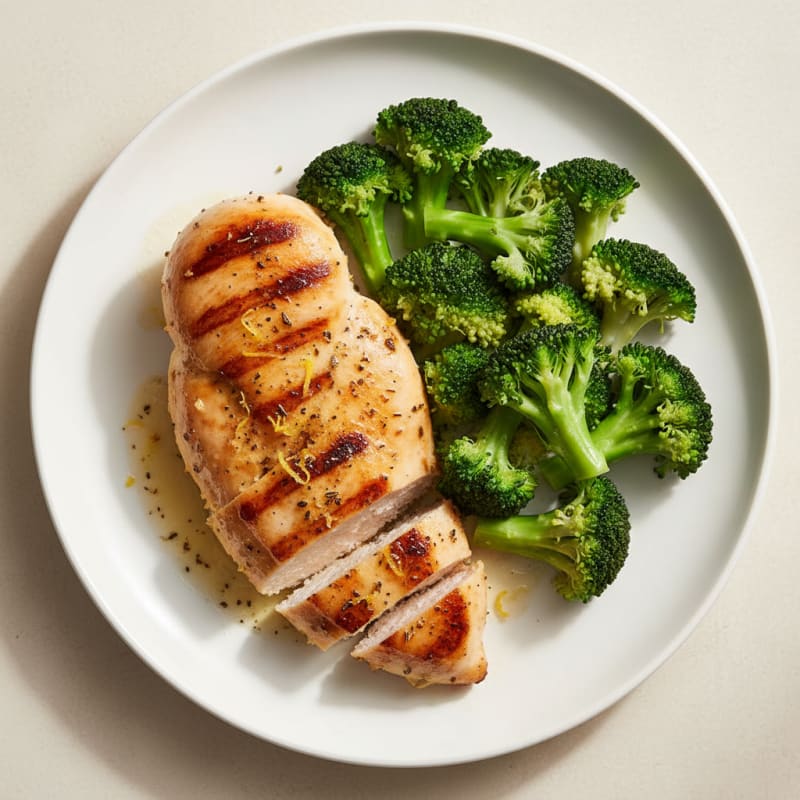 Grilled Chicken Breast with Steamed Broccoli