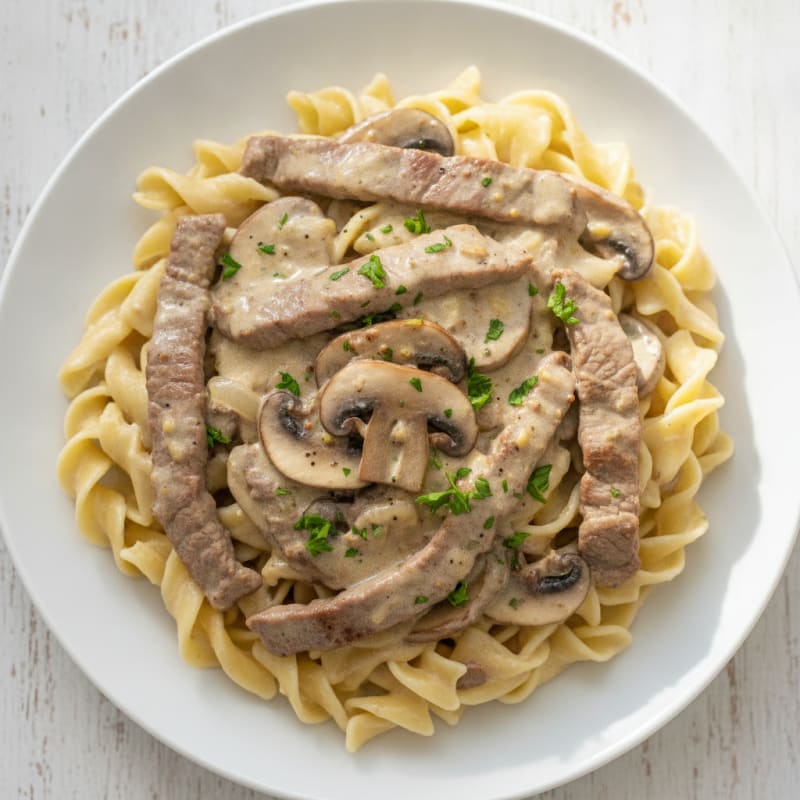 Classic Beef Stroganoff with Egg Noodles