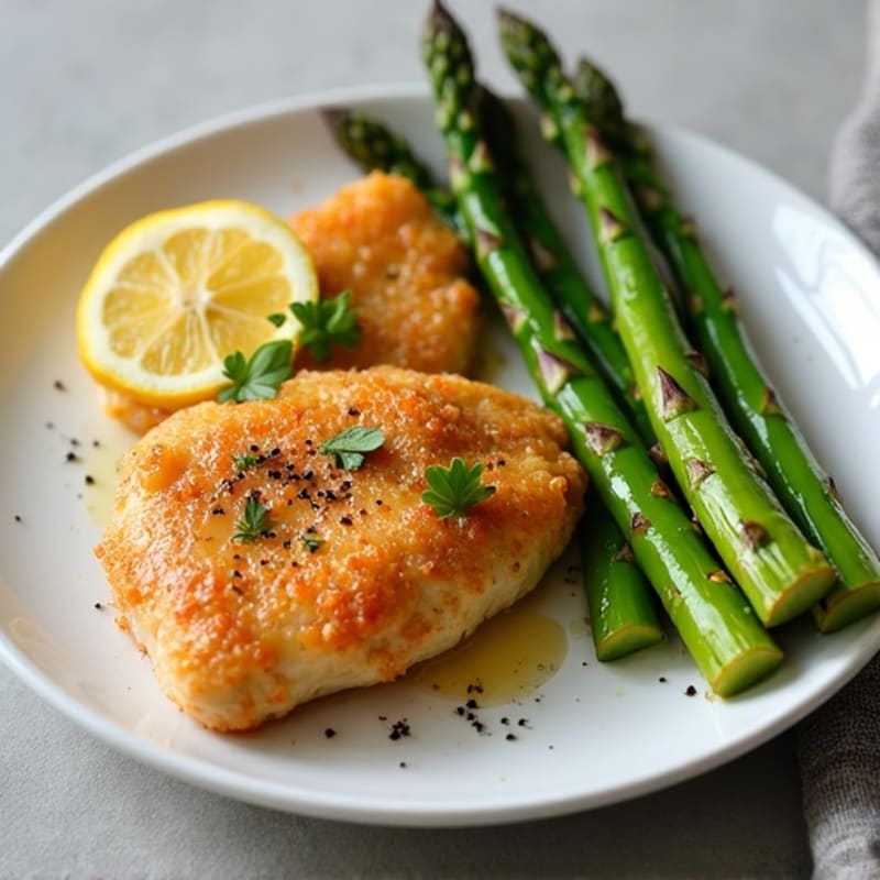 Crispy Lemon Garlic Chicken with Roasted Asparagus