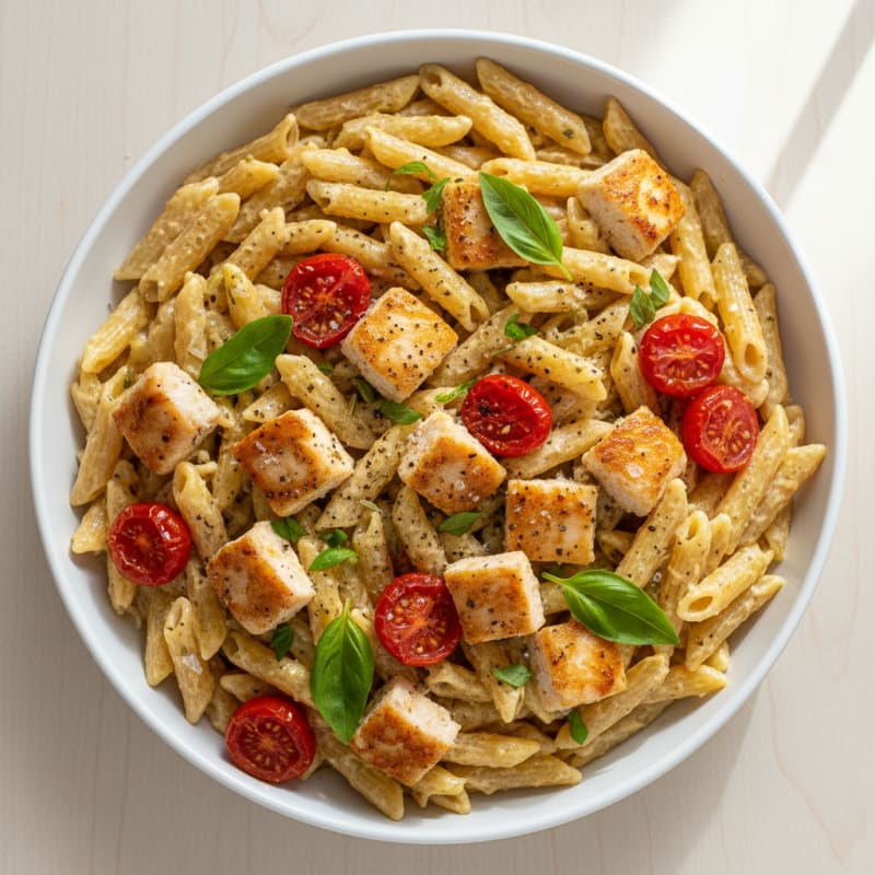 Creamy Garlic Herb Pasta with Roasted Tomatoes