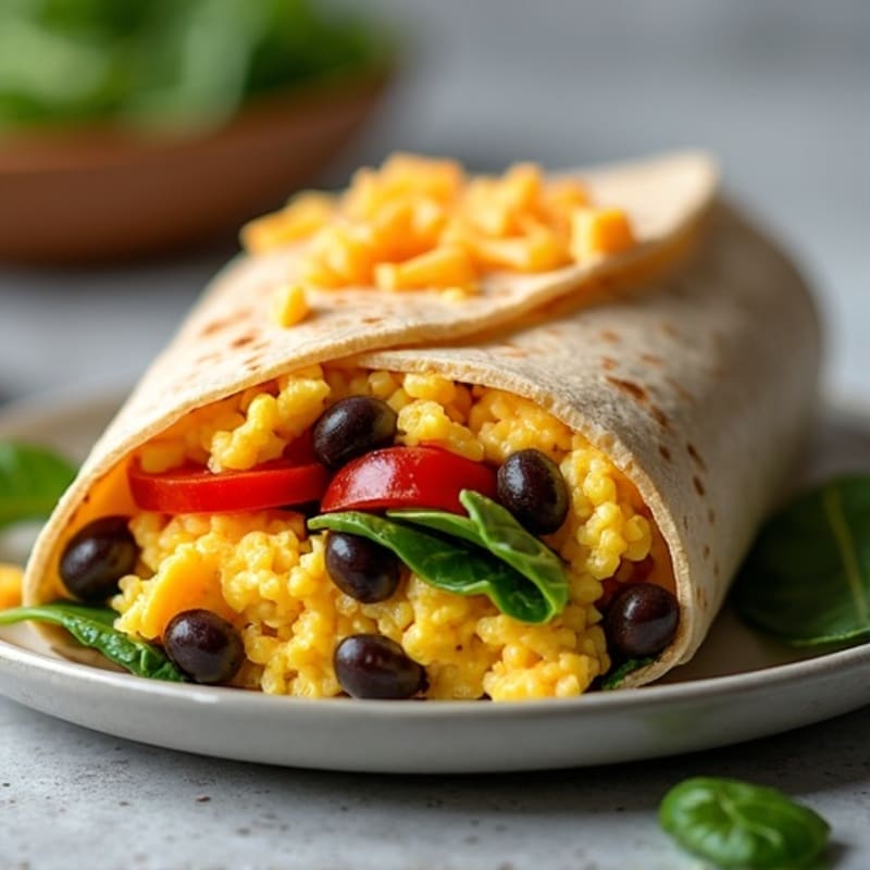Protein-Packed Scrambled Egg and Black Bean Breakfast Burrito