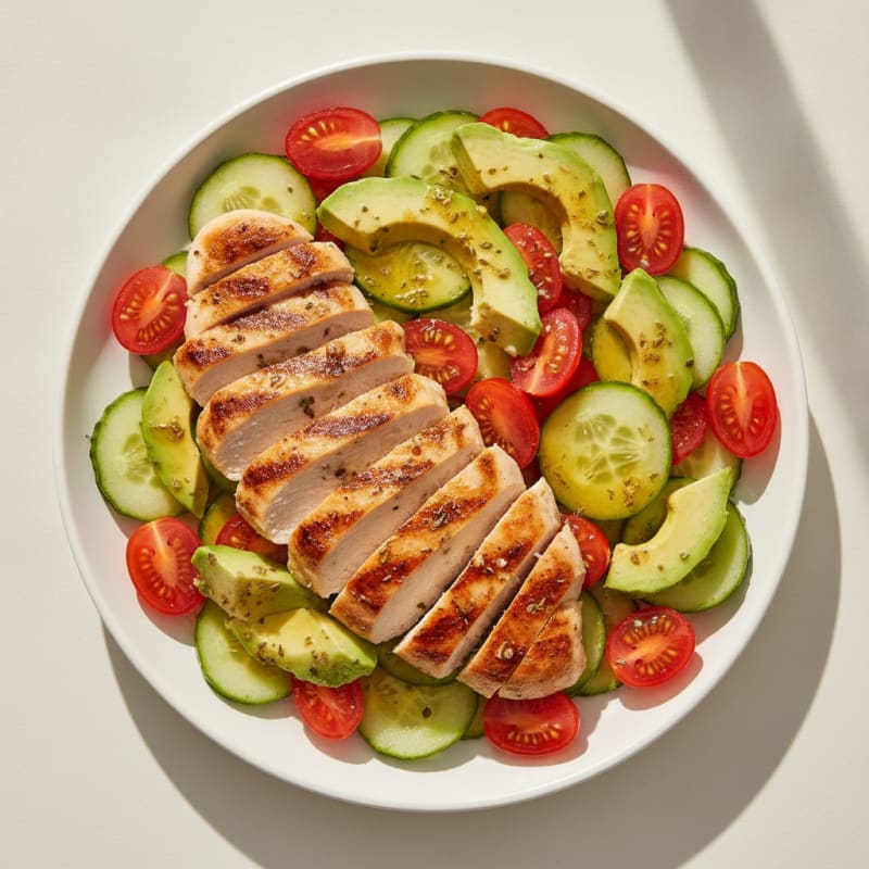 Cucumber Tomato Avocado Salad with Lemon-Herb Vinaigrette