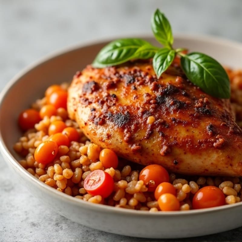 Spiced Chicken with Hearty Black-Eyed Pea Rice and Tomato Stew