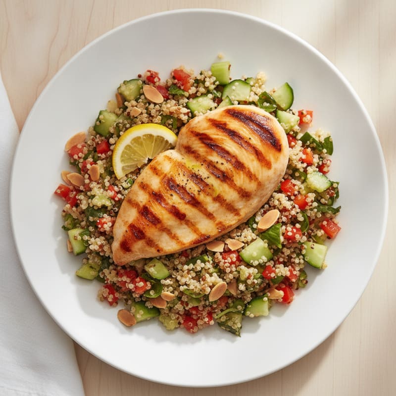 Grilled Chicken Breast with Crunchy Quinoa Salad