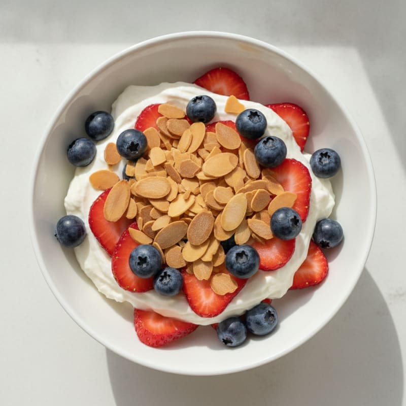 Creamy Greek Yogurt Protein Parfait with Berries and Almonds