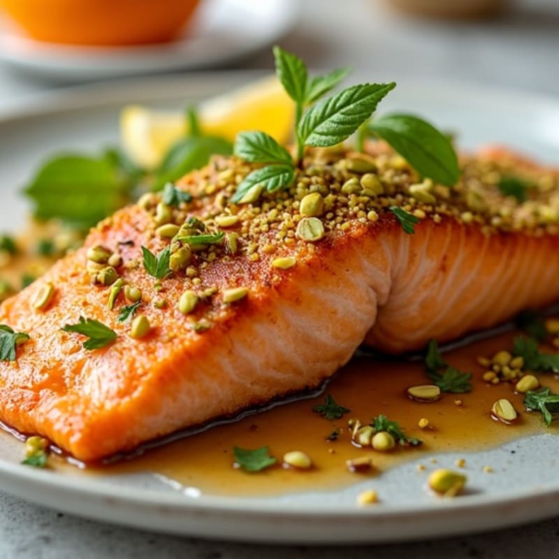 Crispy Pistachio-Crusted Salmon with Citrus-Ginger Glaze
