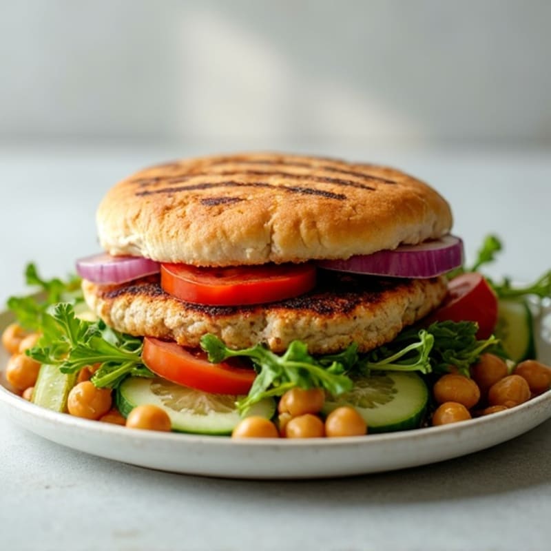 Grilled Turkey Burger Salad with Chickpeas