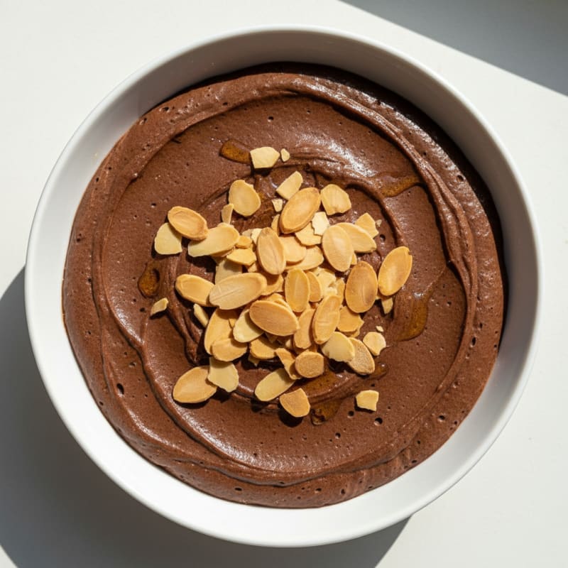 Chocolate Protein Pudding with Almond Slices
