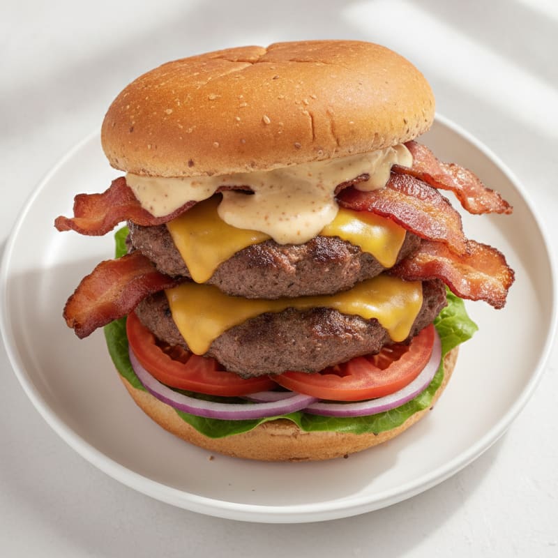 Double Bacon Cheeseburger with Secret Sauce