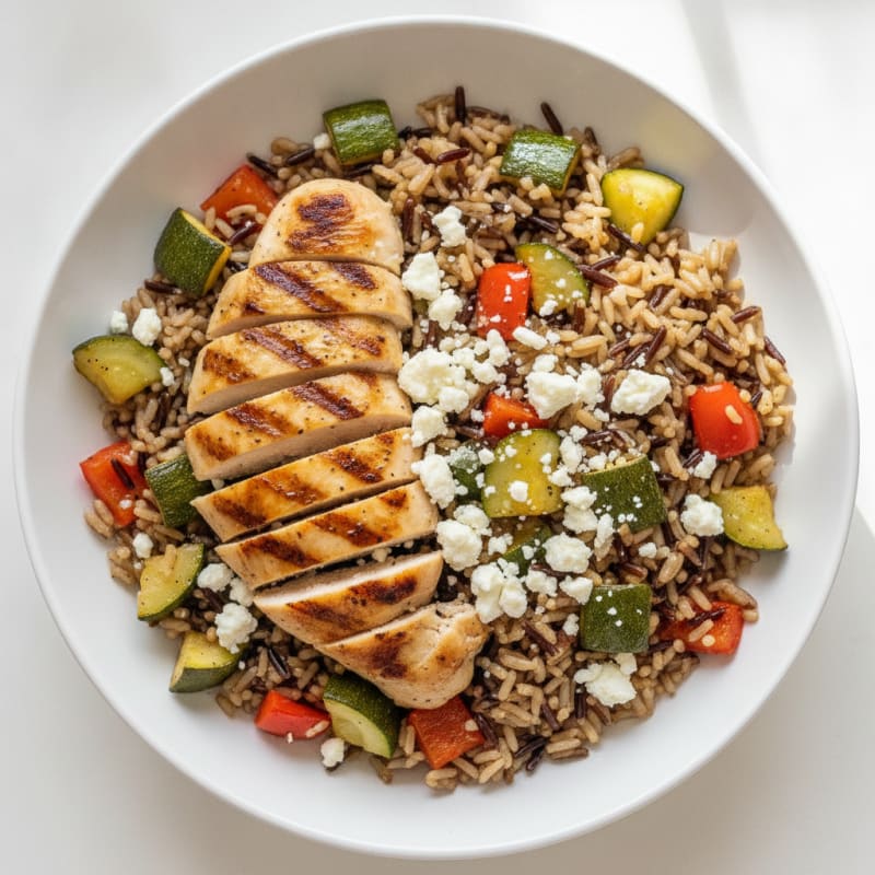 Grilled Chicken and Roasted Vegetable Wild Rice Bowl