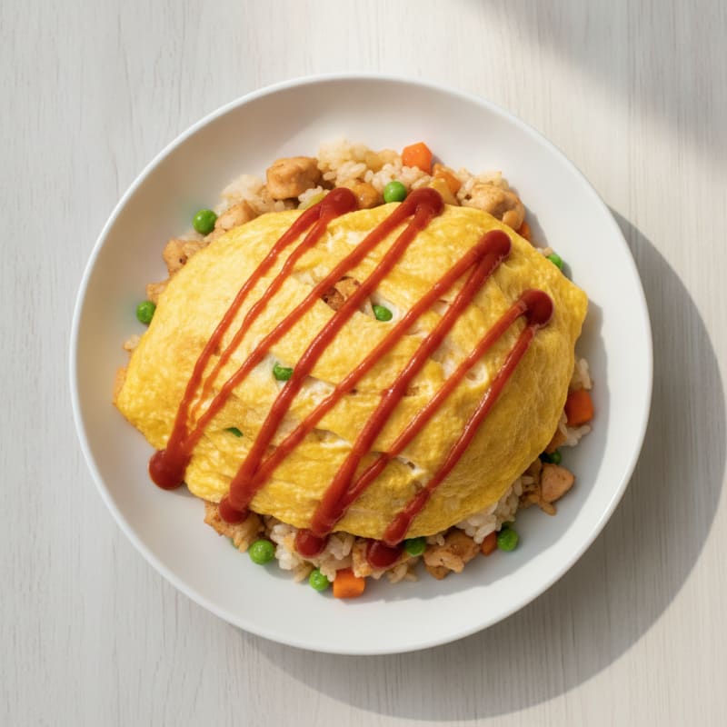 Chicken and Egg Omurice with Ketchup Glaze