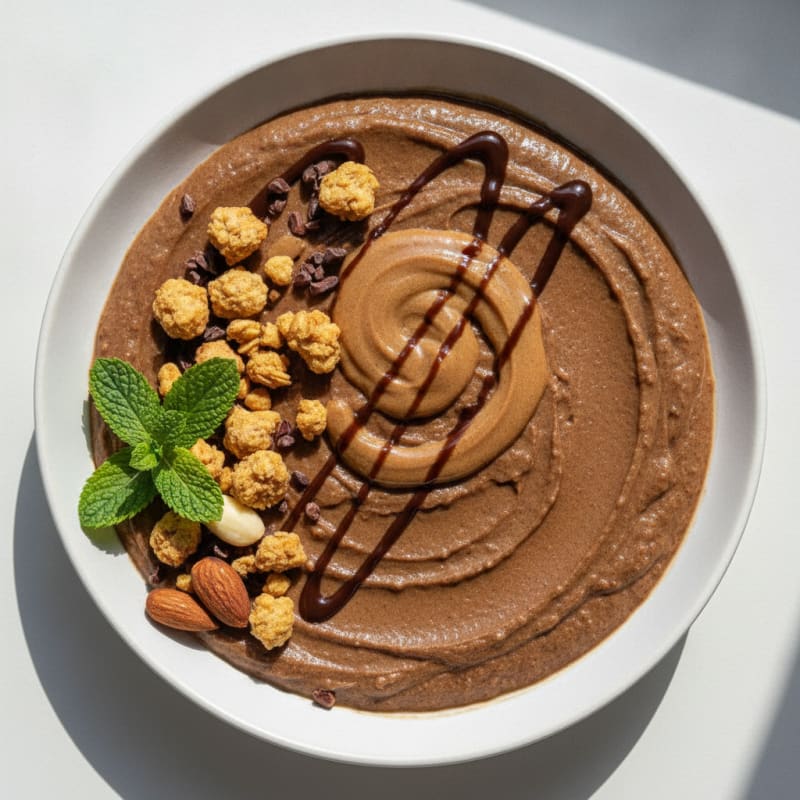 Creamy Vegan Protein Pudding with Almond Butter and Cacao