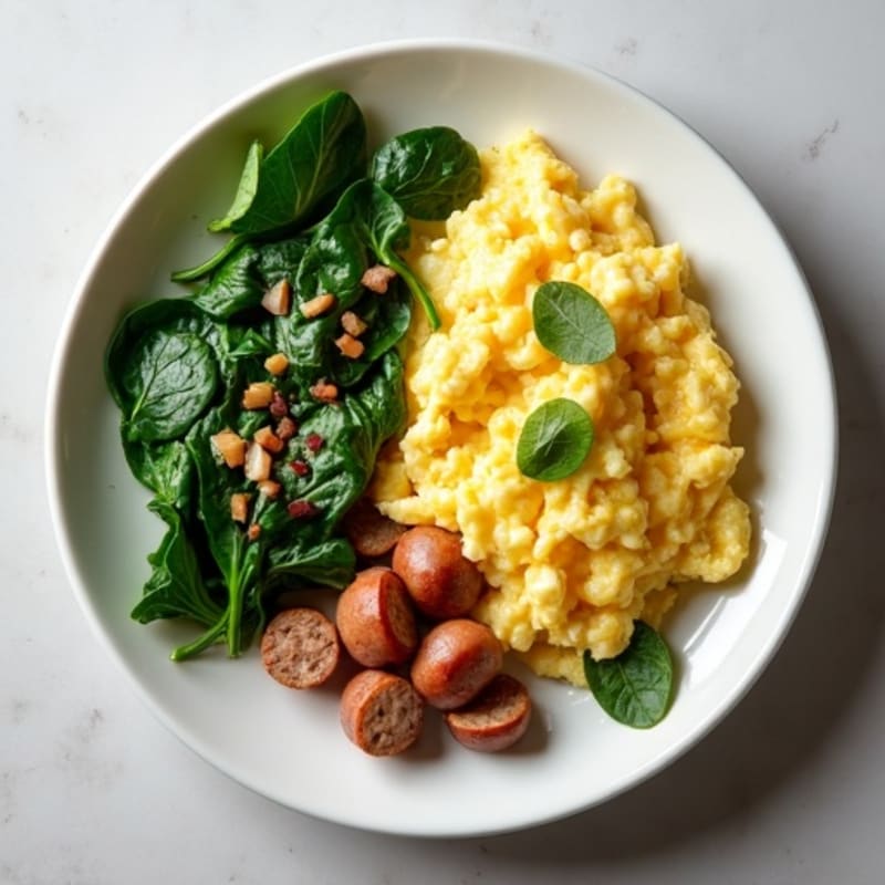 Egg White Scramble with Turkey Sausage and Spinach