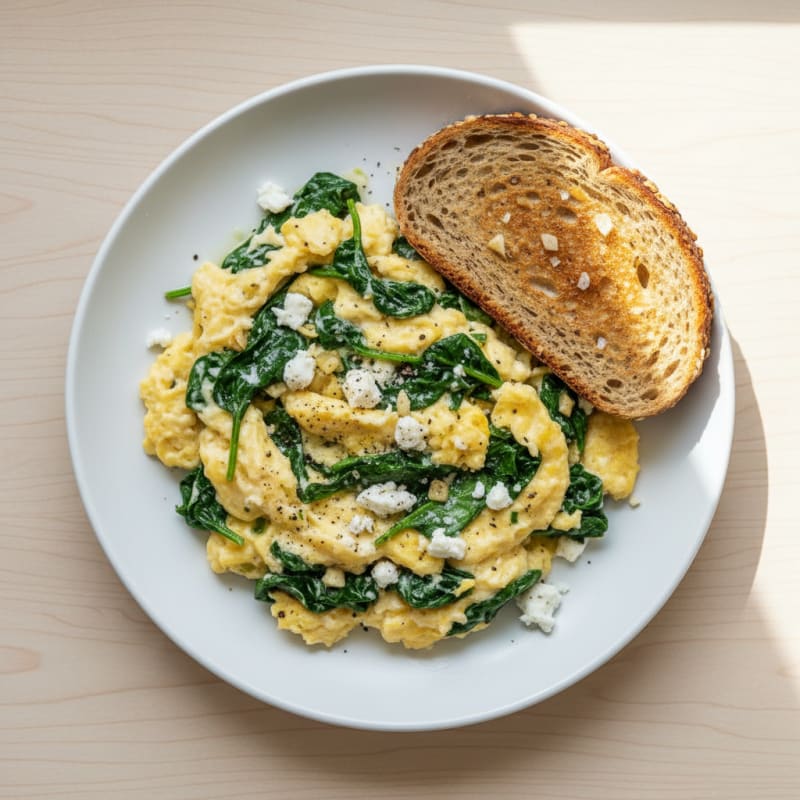 Creamy Spinach and Feta Scrambled Eggs