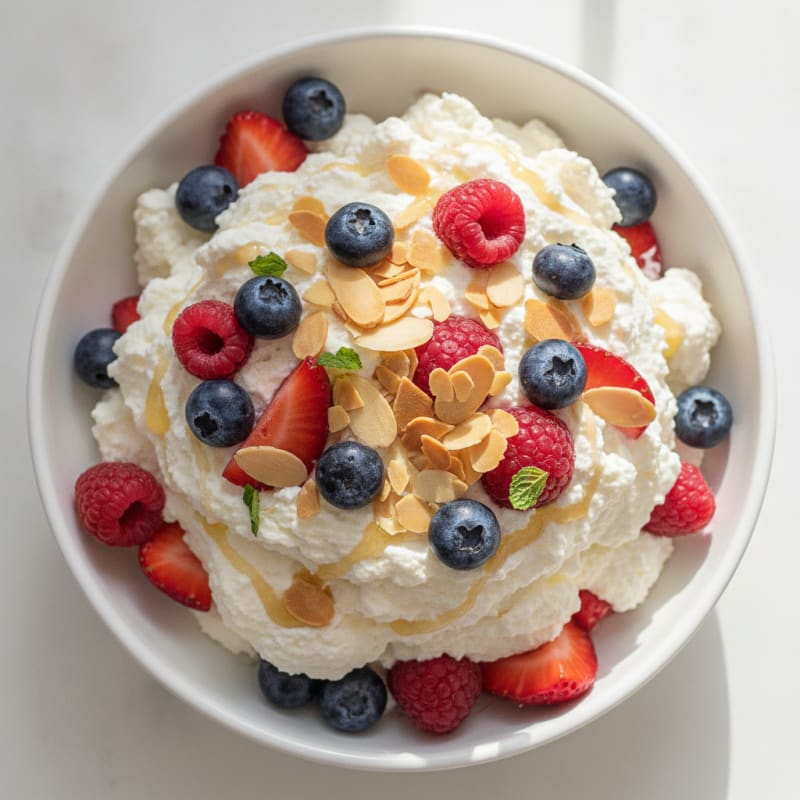 Greek Yogurt Protein Mousse with Mixed Berries