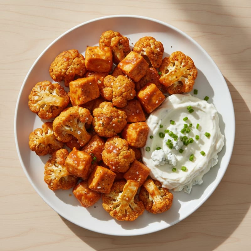 Buffalo Cauliflower with Blue Cheese Dip
