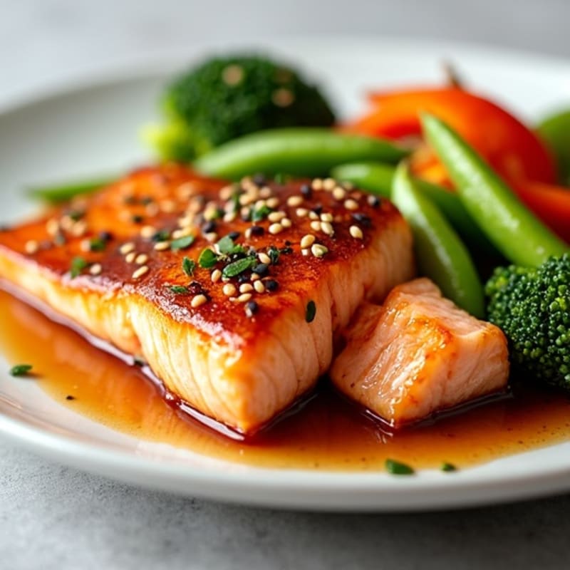 Honey-Ginger Glazed Salmon with Sesame Vegetables