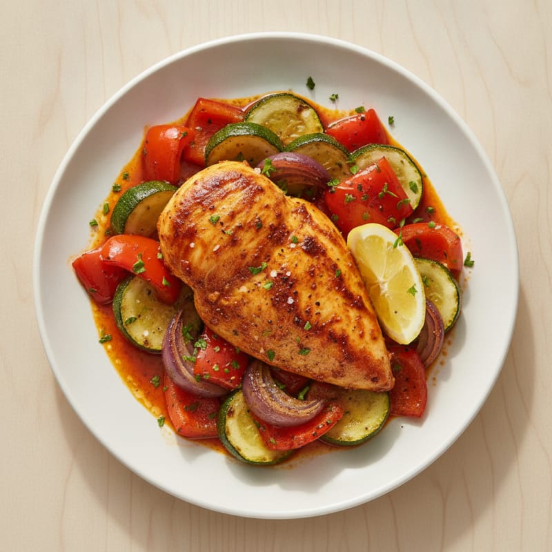 Spicy Harissa Chicken with Roasted Vegetables