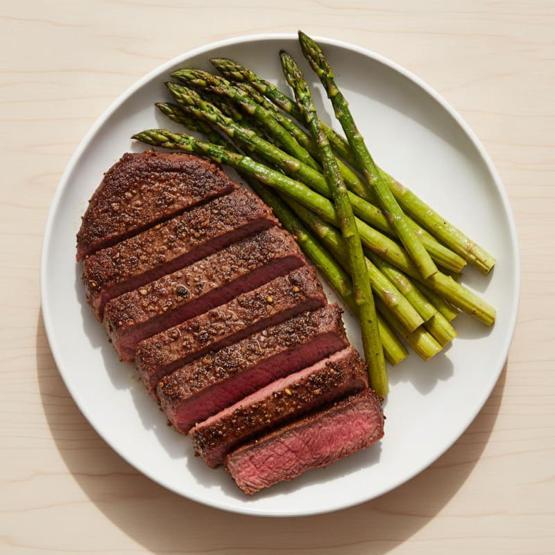 Coffee-Rubbed Steak with Roasted Asparagus