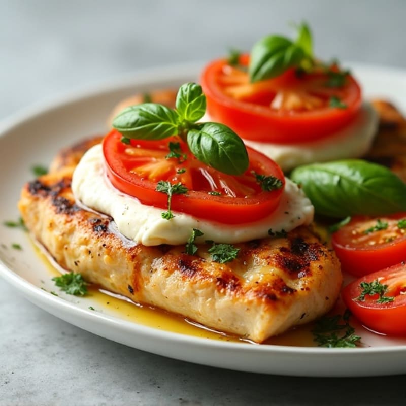Grilled Chicken with Fresh Mozzarella, Tomatoes, and Basil