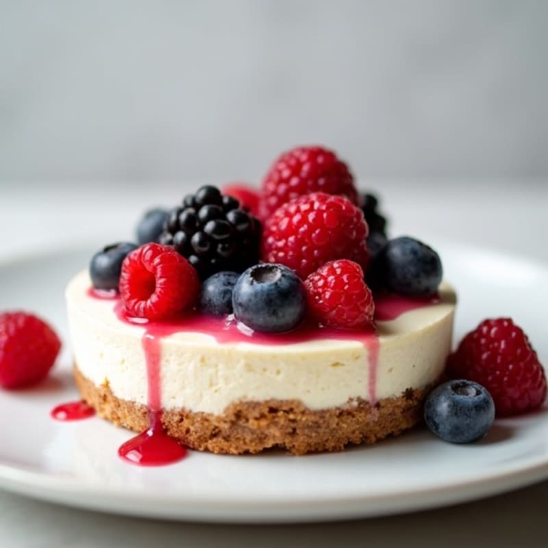 Greek Yogurt Protein Cheesecake with Mixed Berries