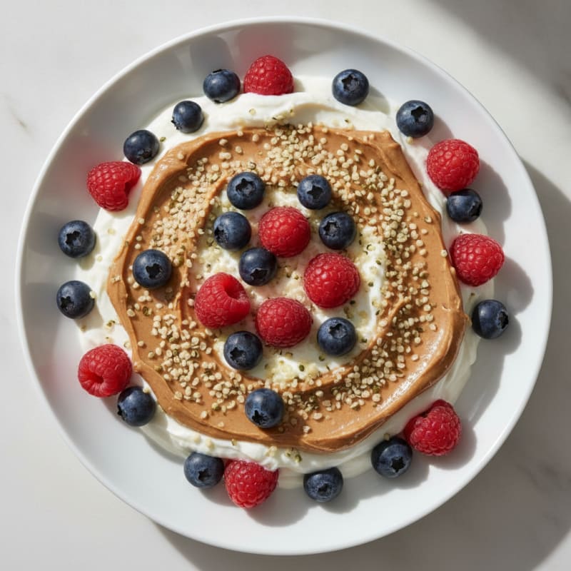 Greek Yogurt Protein Parfait with Almond Butter and Berries