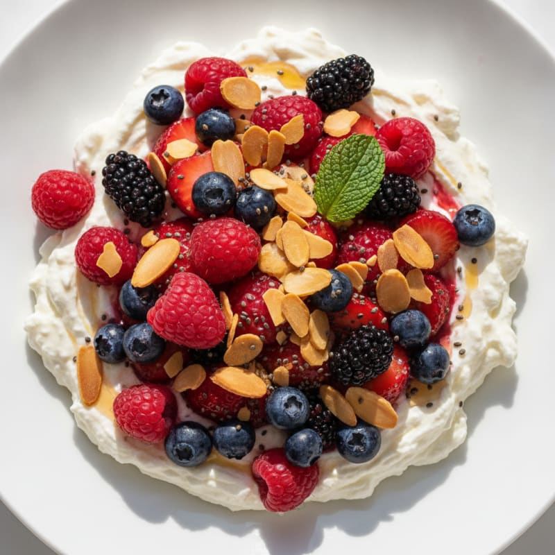 Greek Yogurt Protein Pudding with Mixed Berries