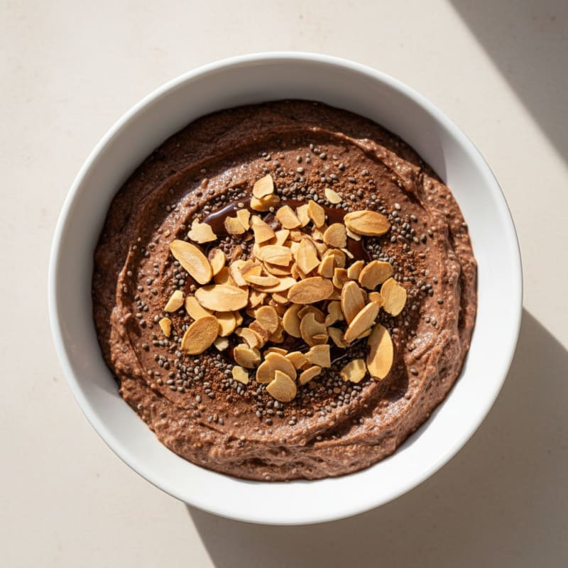 Chocolate Protein Pudding with Almonds