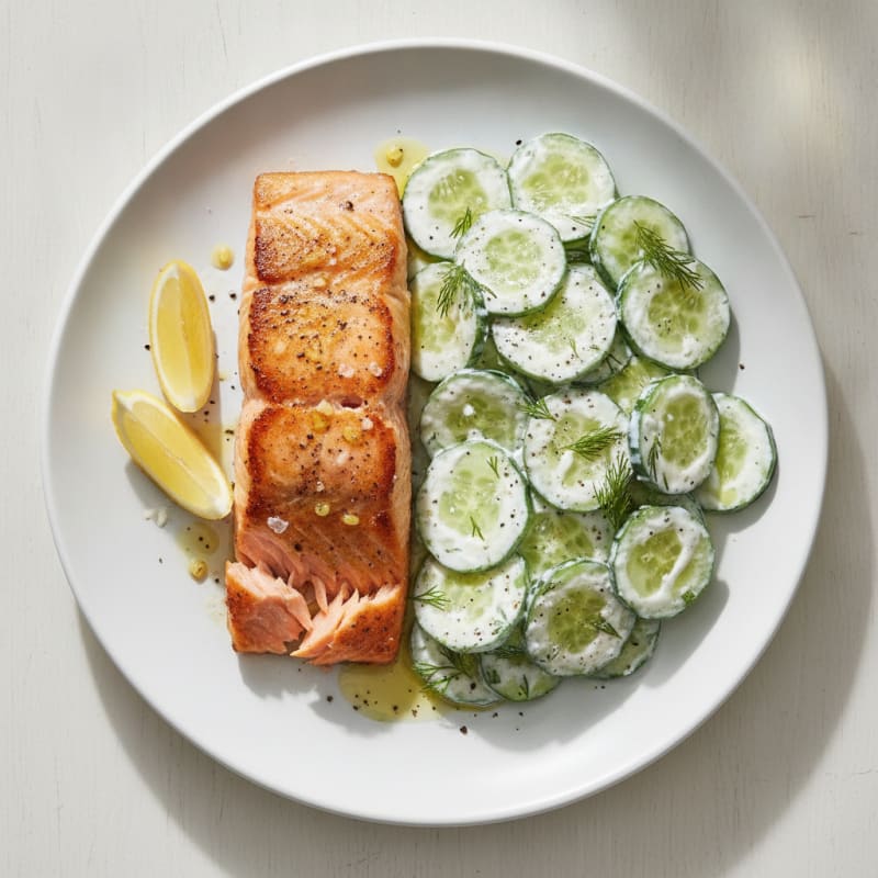Pan-Seared Salmon with Cucumber Dill Salad
