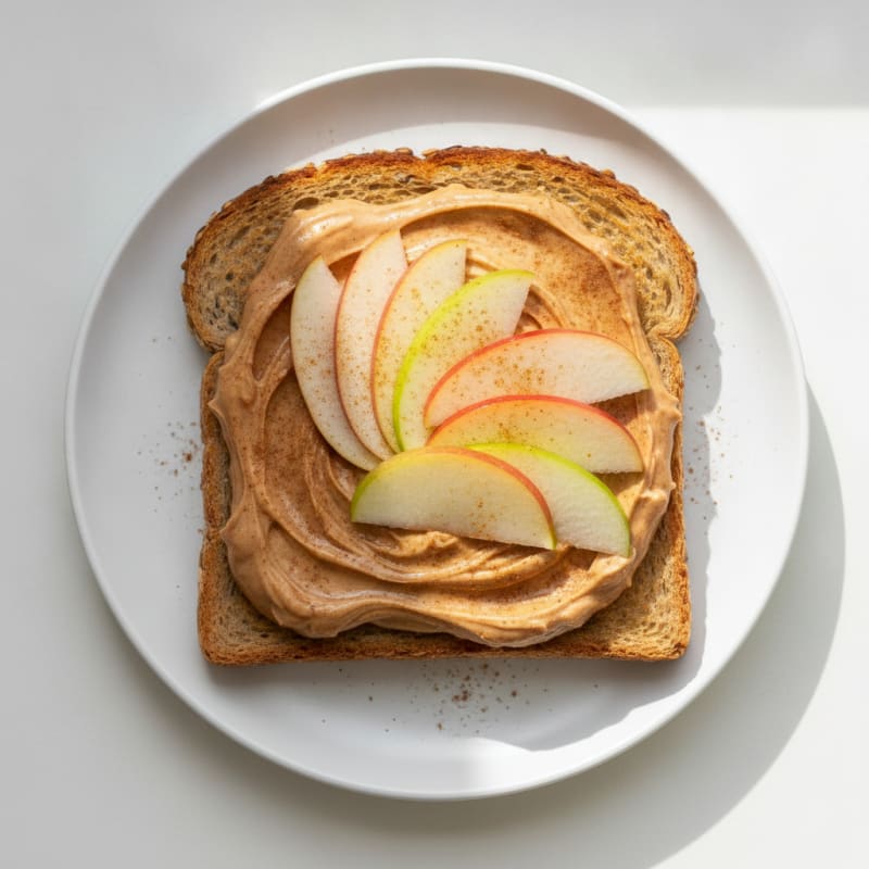 Peanut Butter Greek Yogurt Toast with Sliced Apple