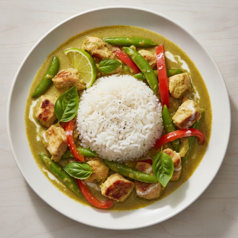 Green Curry Chicken with Coconut Rice
