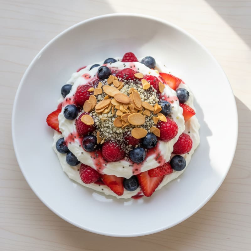 Greek Yogurt Protein Parfait with Mixed Berries