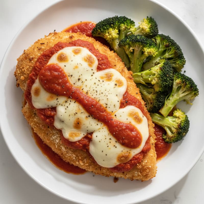 Crispy Chicken Parmesan with Roasted Broccoli