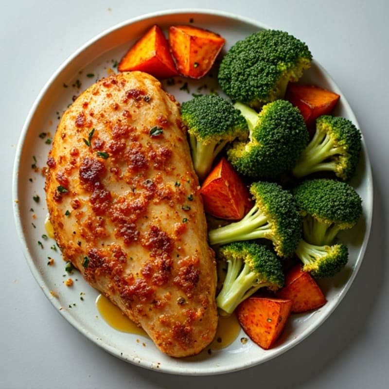 Crispy Sheet Pan Chicken with Roasted Broccoli and Sweet Potatoes