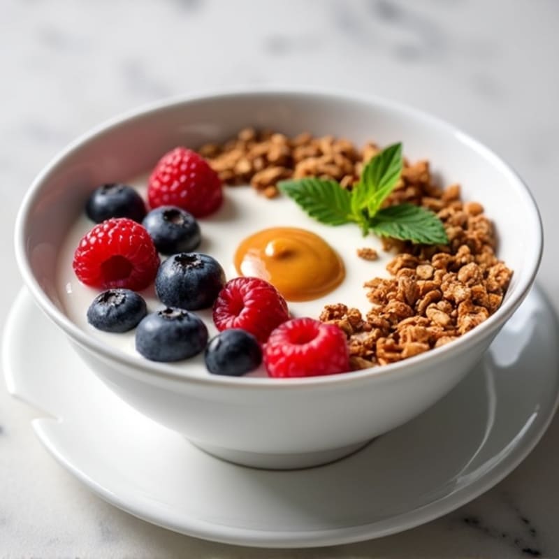 Greek Yogurt Bowl with Mixed Berries and Almond Butter